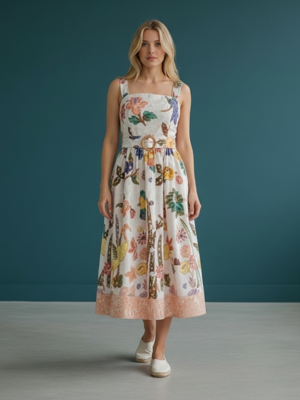 Cara Cara Candace Floral Belted Midi Dress